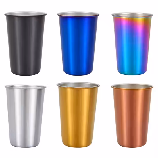 Custom Party Beer Pong Pint Stackable Single Wall Water Small Shot Drink Tumbler Metal Glass Stainless Steel Cup