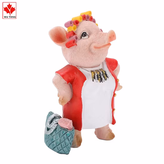 Funny Pink Crafts Resin Rich Pig Woman Figurines Home Decoration Gifts